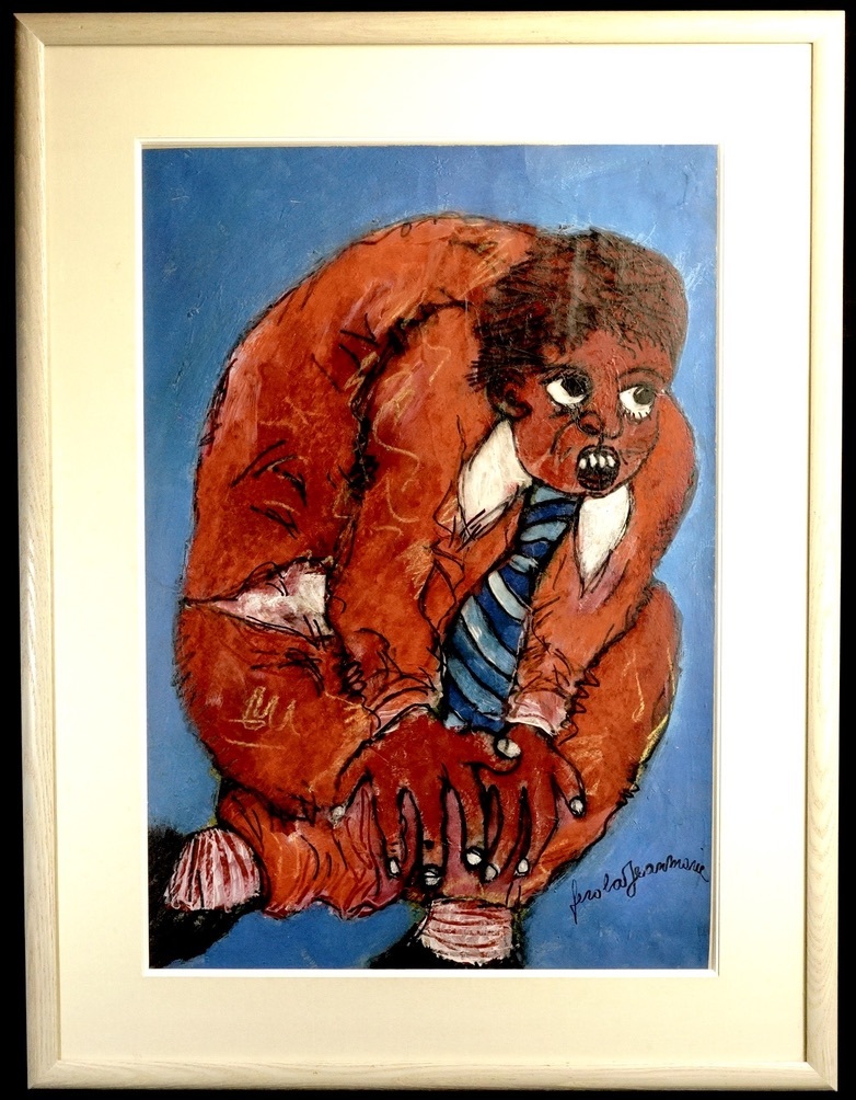 1991 Artista italiano Jean-Marie Gerola Pintura al óleo Figura Pintura abstracta Tamaño 15 Pintura enmarcada Arte Ancho 64, 5 cm Alto 84, 5 cm YKT, cuadro, pintura al óleo, retrato