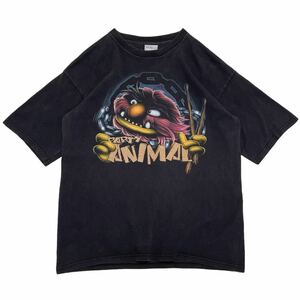 レア【90s ANIMAL キャラクター プリント Tシャツ L】セサミストリート JIM HENSON kermit カーミット パロディ Disney ビンテージ USA製