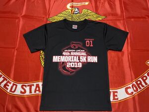 Naka -Cho USMC 4 -й ежегодный мемориал 5K Run 2019 Dry T -Fish S Size Black