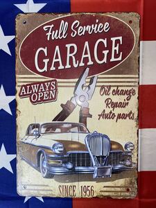 新品未使用　made in USA ビンテージ FULL SERVICE GARAGE ブリキ看板