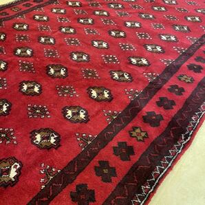 ペルシア絨毯 トルクマン産 手織り235×133cm ウール100% 美品 高級 トライバルラグ インテリア 家具 Persian Carpet ★オールド/未使用★