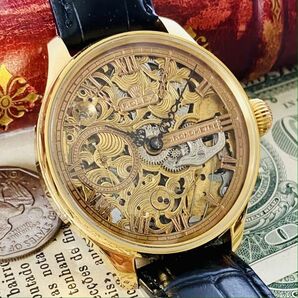 ★ロレックス★彫金 スケルトン 1940年代 Rolex 17石 手巻き 腕時計 アンティーク ビンテージ メンズ 高級 動作良好 豪華 スモセコの画像3