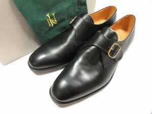 ■HHデッドストック【ニュー&リングウッド ポールセンスコーン】 クロケット製 GROSVENOR ストラップシューズ (メンズ) 7.5E 黒 ★8HT1381