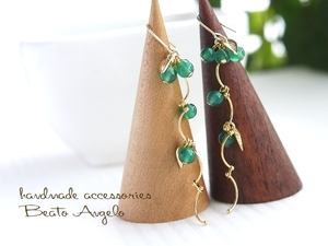 *+angelo+ high quality * natural stone green menou. wave earrings (p-014)G green summer leaf titanium resin earrings 