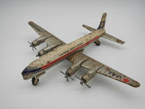 ブリキ　飛行機　日本航空　JAPAN AIR LINE　DC-7C　全長...約40㎝　当時物　WINGS OF THE NEW JAPAN　昭和レトロ　最低落札価格無し