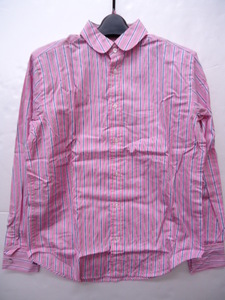 [KCM]ralph-175-4# new goods #[RALPH LAUREN/ Ralph Lauren ] lady's stripe long sleeve shirt ( double cuffs ) size 4 pink series 