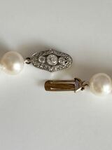 【送料無料】フランス 1920年頃 アールデコ期 養殖真珠のネックレス 白く美しい輝き ダイヤモンドのクラスプ_画像7