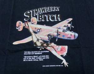 旧リアルマッコイズ　Tシャツ バーガス　サイズ36　STRAWBERRY BITCH Ｂ-24 THE REAL McCOY'S