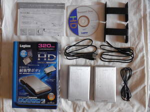 Logitec ポータブルHD LHD-PBF320U2SV 1セット＋「本体、USBケーブル、ガード」=2セット 320GB 外付けハードディスク