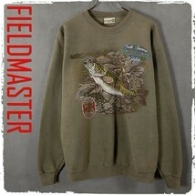 AS21 USA製 FIELDMASTER お魚プリント スウェット トレーナー_画像1