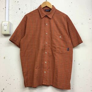 03年 Patagonia パタゴニア パッカーウェアシャツ Sサイズ オレンジ チェック柄 メンズ 半袖 