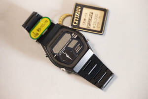 （B2043）CITIZEN シチズン クリストロン LC クロノグラフ クオーツ時計（4-097891 TA）腕時計 黒色 純正ベルト デッドストック品　委託品