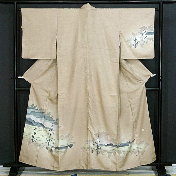 ■ 5587 ■ Modèle de paysage arboré, peinte à la main, par artiste, kimono de visite élégant, Kimono femme, kimono, Tsumugi, Omeshi, autres