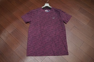 ☆Hollister 杢柄 カモメ ワンポイント刺繍 Tシャツ 半袖/XL/ワイン/赤系/メンズ Tシャツ アバクロ a&f カットソー ll 2l ビッグサイズ