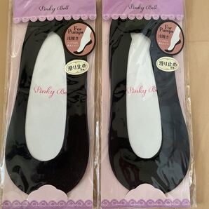 送料無料 新品 Pinky Bell フットカバー 2足セット 浅履きタイプ 23-25cm 黒ブラック 滑り止め付き 送料込み