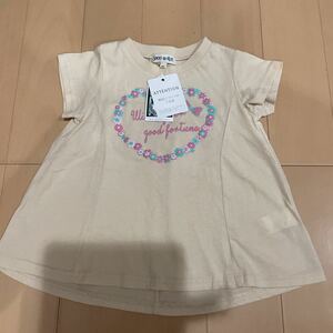 送料込み　新品タグ付き　SHOOLARUE 半袖Tシャツ カットソー　チュニック　100cm ベージュ　コットン100% 綿100% ワールド　送料無料