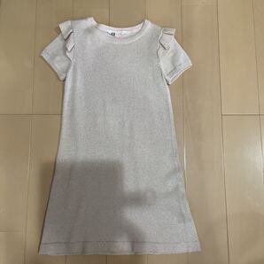 送料込み H&M 半袖ピンクラメワンピース 4-6Y 120cm 送料無料