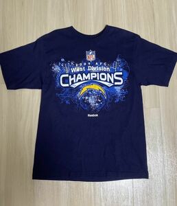 NFLリーボックTシャツ■L〜XL相当■AFCウエストディビジョンチャンピオンReebok■半袖ネイビーアメフトメンズ古着アメカジ