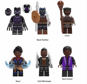 翌日発送　ブラックパンサー マーベル　アベンジャーズ　ミニフィグ LEGO 互換 ミニフィギュア6体セット　m54 hka