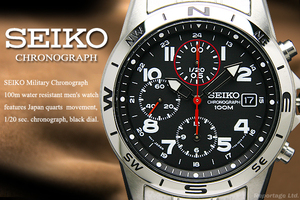  abroad limitation reimport model [SEIKO] Seiko 1/20 second high speed chronograph military BKRD new goods 