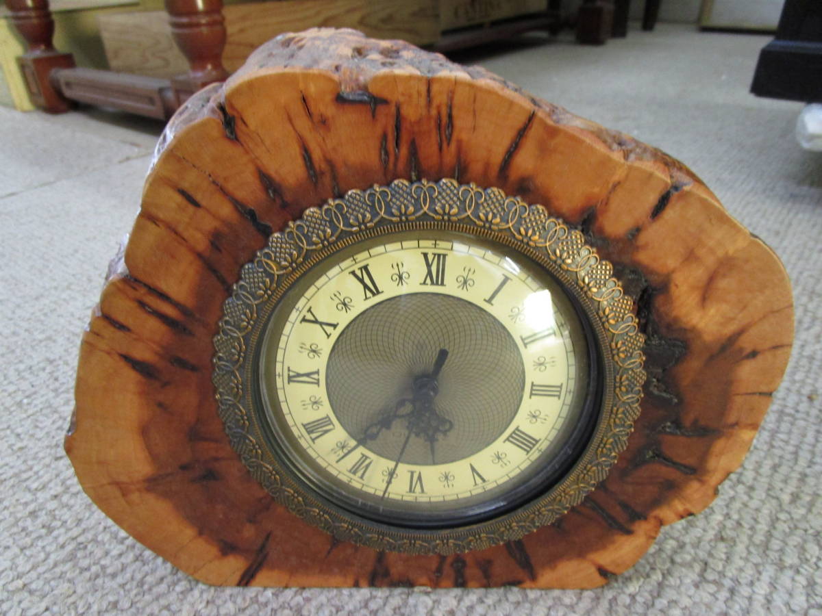 ساعة طاولة مصنوعة يدوياً من الخشب الطبيعي مقاس L ساعة من الخشب الطبيعي مقطعة بشكل دائري هدية ساعة مصنوعة يدوياً من الخشب الطبيعي, ساعة الطاولة, التناظرية, عام