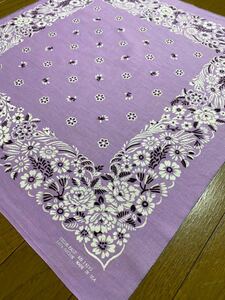  rare color light purple USA made flower FAST COLOR Vintage bandana vintage one-side ear RN14193 C07241