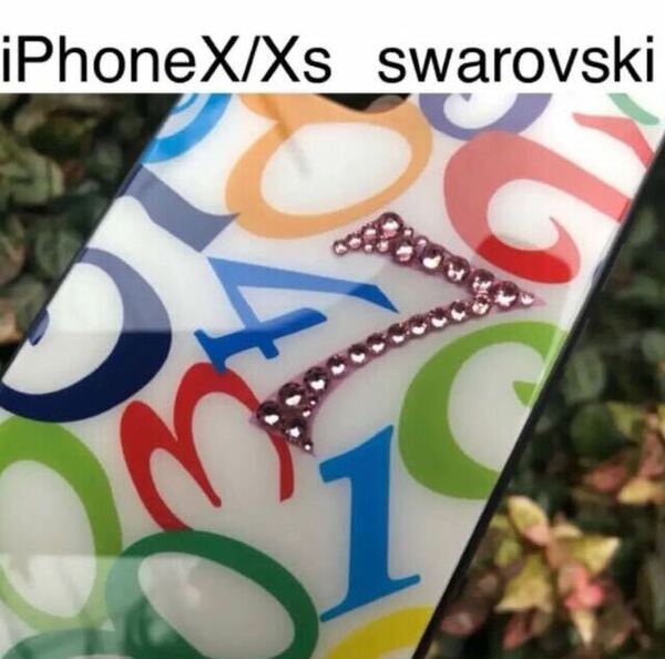 新品　iPhone X/Xsケース オシャレな数字デザイン　強化ガラスケース