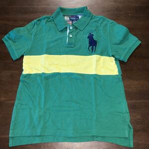 【RALPH LAUREN/ラルフローレン】ポロシャツ　Ｍサイズ/150㎝　ビッグポニー　中古　グリーン×イエロー