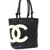 1円 ◎CHANEL シャネル ハンドバッグ トートバッグ カンボンライン スモール A25166 ココマーク レザー ブラック ホワイト◎Cemo_画像1