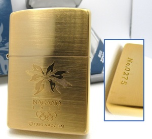  Nagano Olympic gold color Gold solid brass * limitation zippo Zippo 1995 year unused 