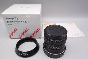 ★Mamiya N 80mm F4 L (専用フード付き) 中判フィルムカメラ マミヤ 7シリーズ用 標準レンズ　元箱　説明書付き★
