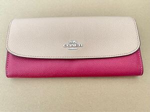 コーチ coach 長財布 ピンク 札入れ 小銭入れ付