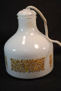谷15　昭和レトロ照明　ナショナル　乳白色　瓶形ガラス　洋風草花文様　白熱灯照明　LB16354　60W　高210　直径175ミリ