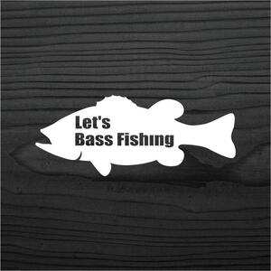 釣り バス BASS フィッシング カッティングステッカー 白色