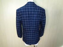 300◆ZARA MAN グラフチェック テーラードジャケット◆ザラ eur52usa21mex52 モロッコ製 2釦 ネイビー 背抜き センターベント メンズ 4G_画像4