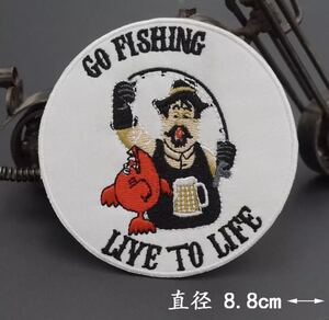 タイヤキワッペン 釣りワッペン フィッシングワッペン 釣り好きワッペン アイロンワッペン 刺繍ワッペン アイロンパッチ