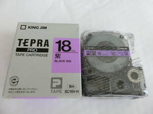 ④　ネコポス送料無料！！【クローゼット長期保管品】ＴＥＰＲＡ ＰＲＯ テープ 　紫１８ｍｍ 黒インク　ＳＣ１８Ｖ-H（８ｍ巻）　1本