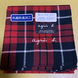 アニエスベー agnes b. ハンカチ 抗菌防臭加工 easy care チェック柄 未使用D