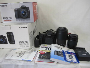 1円～!! 送料無料!! Canon キヤノン EOS 70D デジタル一眼レフ カメラ ダブルズームキット　EF-S 18-55㎜　EF-S 55-250㎜