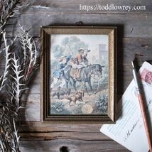 【カントリーハウスでロバに乗りたい】イギリス アンティーク ヴィクトリアン プリントフレーム◆◆Antique Victorian Print with Frame◆_画像1