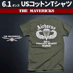 THE MAVERICKS Tシャツ S ミリタリー 半袖 メンズ エアボーン パラシュート部隊 ブランド オリーブ