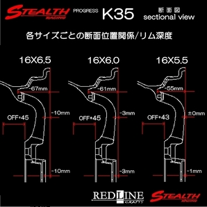 ■ ステルスレーシング K35 ■ 改造軽四用16in 前後異幅6.0J/6.5J MAYRUN 165/45R16 タイヤ付4本セット 人気スーパーディープリム!!の画像3