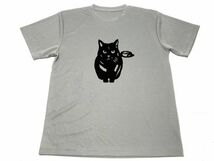 グレー　黒猫 切り絵 ドライ Tシャツ 猫　ネコ グッズ_画像1