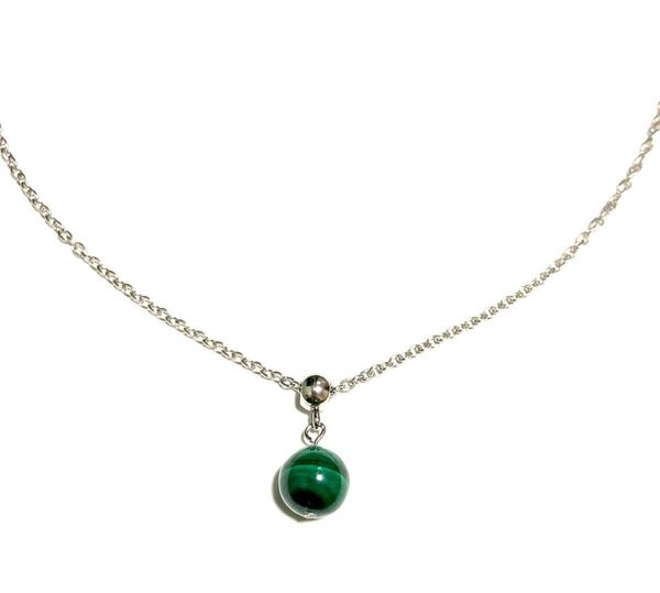 新品 マラカイト ステンレス ネックレス