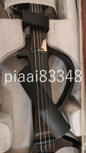 PI126:フルサイズ 4/4 電気 サイレント バイオリン スタイル 黒檀指板 ペグチン テールピース ケー