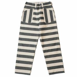 訳あり！HELLER'S CAFE ヘラーズカフェ サイズW32 HC-255 BLK & WHT PRISONER PANTS BORDER 囚人パンツ WAREHOUSE ウエアハウス