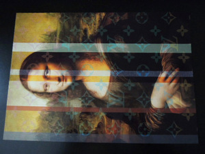 A4 額付き ポスター モナリザ Mona Lisa モノグラム LV 複製画 アート 模写 4億 落札 フォトフレーム 額装済み
