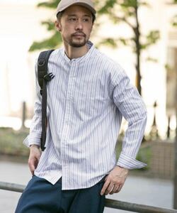 URBAN RESEARCH Sonny Label 120/2ストライプバンドカラーシャツ