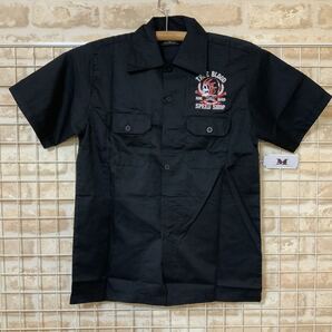トゥルーブラッド 刺繍シャツ ブラック スカル ヘルメット ナイフ Mサイズ TRUE BLOOD バイク オートバイ ライダー バイカー