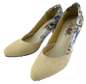 SG0090# новый товар женский обувь цветок переключатель туфли-лодочки цветочный принт узор настроение сверху .. размер 21.0cm wise 1E бежевый не использовался 